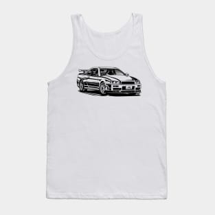 EUROBEAT INTENSIFIES - SKYLINE GTR R34 full-body version Tank Top